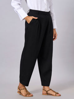 Women’s Linen Viscose Regular Fit Pant Black