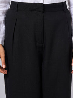 Women’s Linen Viscose Regular Fit Pant Black