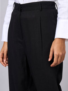 Women’s Linen Viscose Regular Fit Pant Black