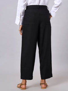 Women’s Linen Viscose Regular Fit Pant Black