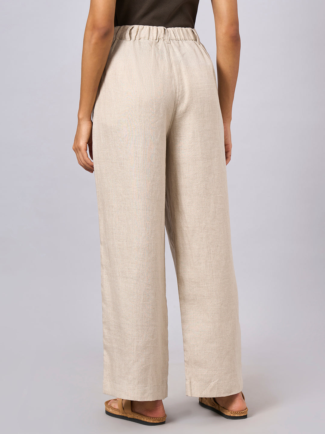 Women's Natural 100% Linen Regular Fit Pant