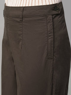 Women’s Cotton Lycra Regular Fit Casual Pant Brown