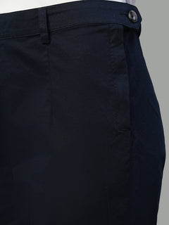 Women’s Cotton Lycra Regular Fit Wide Leg Pant Navy
