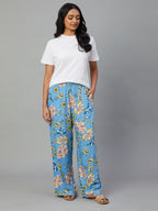 Women's Blue Viscose Regular Fit Pyjama