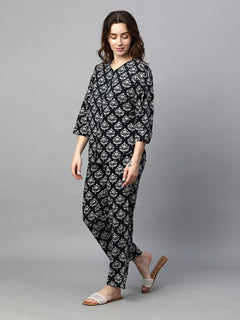 Women’s Cotton Regular Fit Pyjama Suit Black
