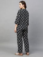Women's Black Cotton Regular Fit Pyjama