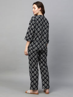 Women’s Cotton Regular Fit Pyjama Suit Black