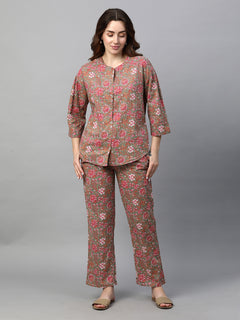 Women’s Cotton Regular Fit Pyjama Suit Grey