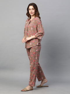 Women’s Cotton Regular Fit Pyjama Suit Grey