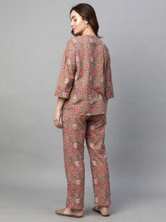 Women’s Cotton Regular Fit Pyjama Suit Grey