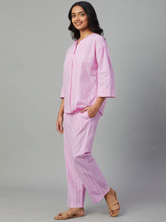 Women’s Cotton Regular Fit Pyjama Suit Pink