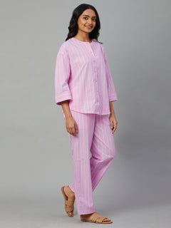 Women’s Cotton Regular Fit Pyjama Suit Pink