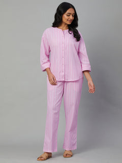 Women’s Cotton Regular Fit Pyjama Suit Pink