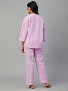 Women’s Cotton Regular Fit Pyjama Suit Pink
