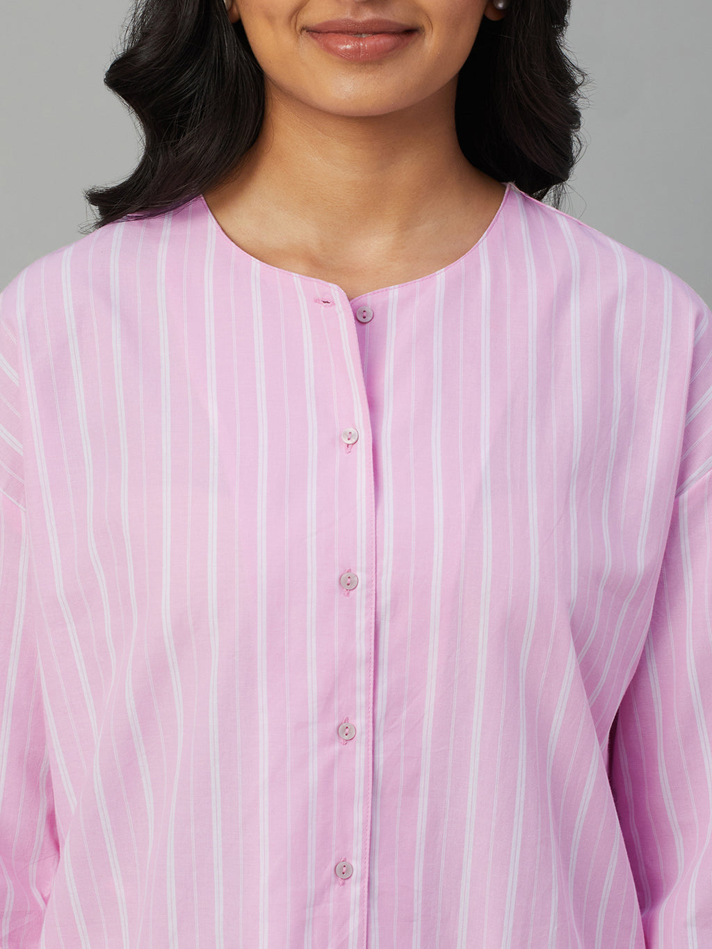 Women's Pink 100% Cotton Regular Fit Pyjama Suit