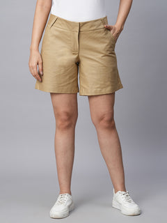 Women’s Cotton Lycra Regular Fit Short Khaki