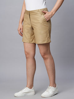 Women’s Cotton Lycra Regular Fit Short Khaki