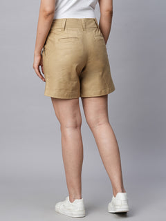 Women’s Cotton Lycra Regular Fit Short Khaki