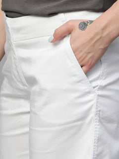 Women’s Cotton Elastane Regular Fit Short White