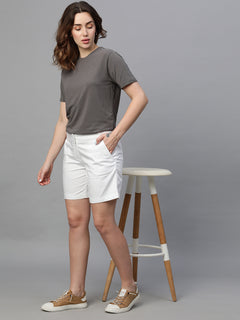 Women’s Cotton Elastane Regular Fit Short White