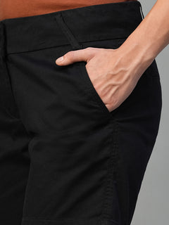 Women’s Cotton Lycra Regular Fit Side Pocket Short Black