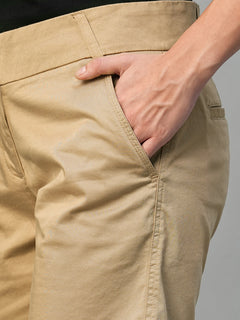 Women’s Cotton Lycra Regular Fit Side Pocket Short Khaki