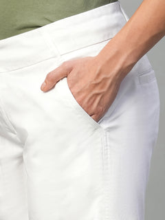 Women’s Cotton Lycra Regular Fit Short White