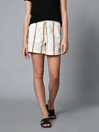 Women's Cotton Linen Regular Fit Shorts Elastic Waist Shorts Natural