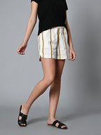 Women's Cotton Linen Regular Fit Shorts Elastic Waist Shorts Natural