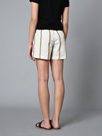 Women's Cotton Linen Regular Fit Shorts Elastic Waist Shorts Natural