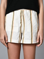 Women's Cotton Linen Regular Fit Shorts Elastic Waist Shorts Natural