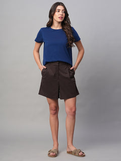 Women’s Cotton Lycra Regular Fit Short Brown
