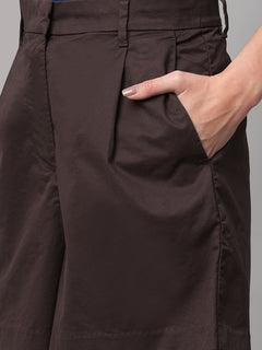 Women’s Cotton Lycra Regular Fit Short Brown