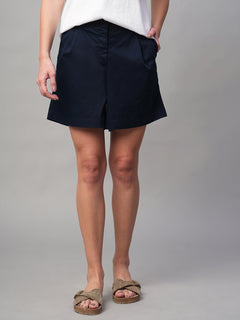 Women’s Cotton Lycra Regular Fit Short Navy
