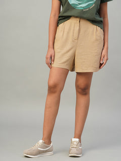 Women’s Linen Viscose Regular Fit Short Khaki