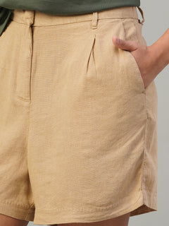 Women’s Linen Viscose Regular Fit Short Khaki