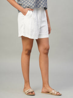 Women’s Linen Viscose Regular Fit Short White