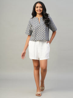 Women’s Linen Viscose Regular Fit Short White