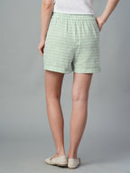 Women's Mint Cotton Flax Regular Fit Shorts