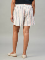 Women's Cotton Linen Striped Shorts Natural