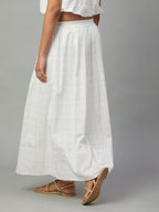 Women's White 100% Cotton Regular Fit Skirt