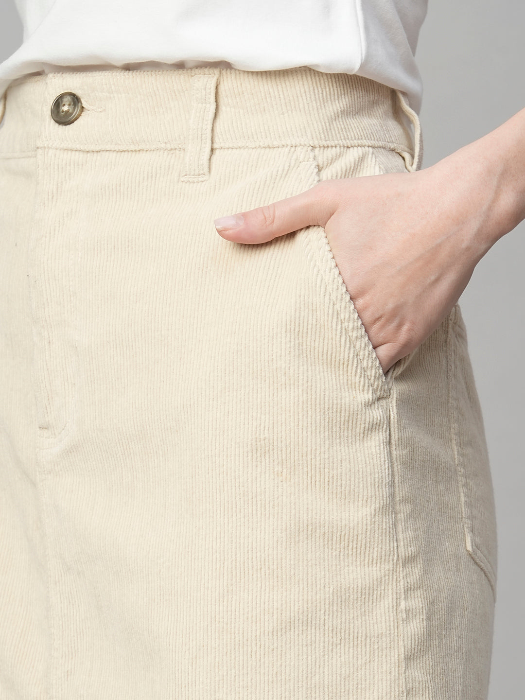Women's Corduroy Natural 100% Cotton Regular Fit Skirt