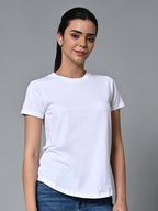 Women's White Cotton Regular Fit Tshirt