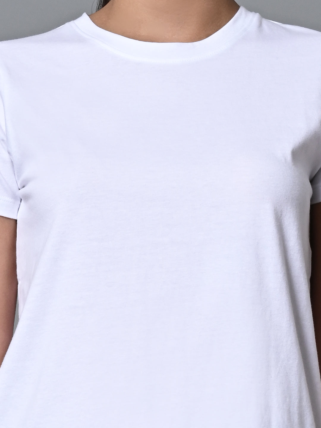 Women's White Cotton Regular Fit Tshirt