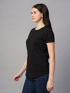 Women’s Cotton Regular Fit Fitted Crew Neck T-Shirt Black