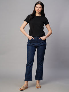 Women’s Cotton Regular Fit Fitted Crew Neck T-Shirt Black