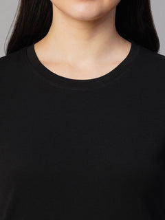Women’s Cotton Regular Fit Fitted Crew Neck T-Shirt Black