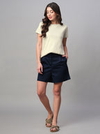 Women's Ecru Melan 100% Cotton Regular Fit Tshirt