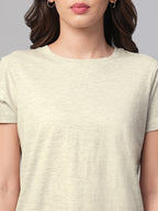 Women's Ecru Melan 100% Cotton Regular Fit Tshirt