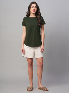 Women’s Cotton Regular Fit T-Shirt Green